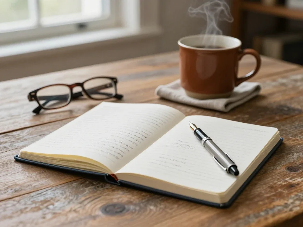 Carnet ouvert et café chaud illustrant la réflexion nécessaire avant de faire un choix.